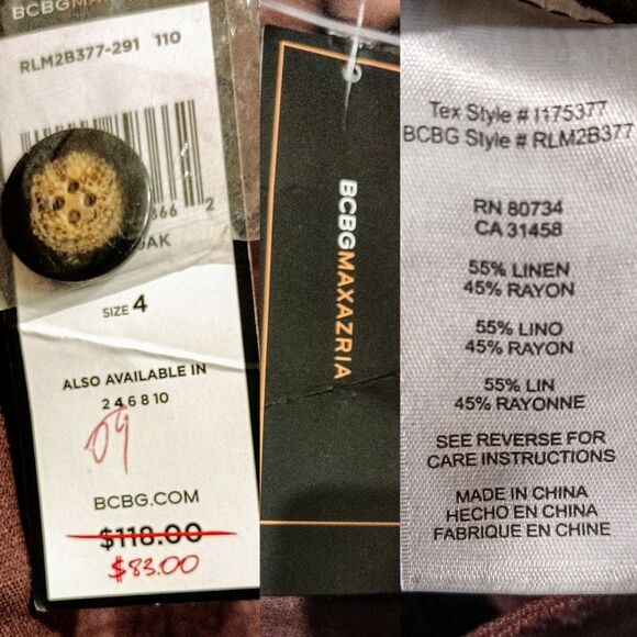 bcbgmaxazria wide linen pants - Picture 6 of 6